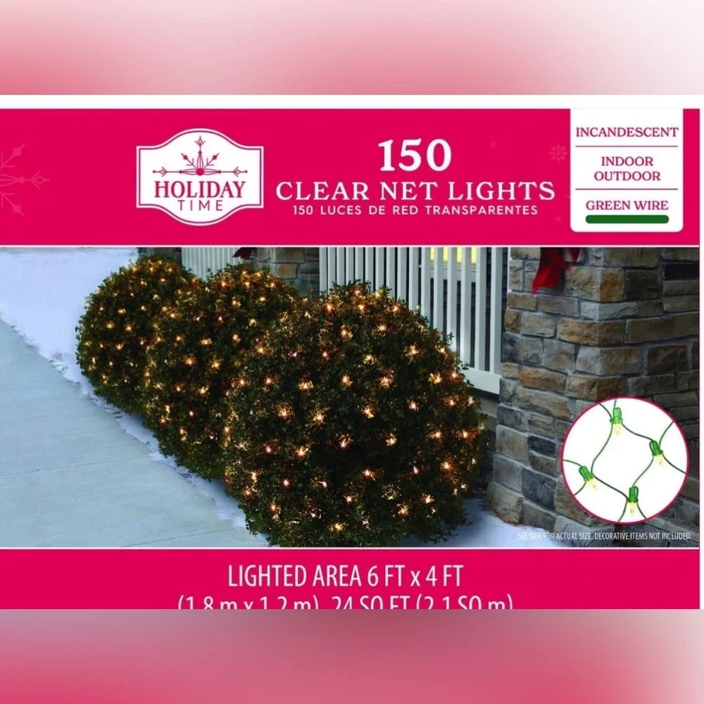 Nwt 150-Count Clear Incandescent Net Christmas Lights indoor outdoor 1 box